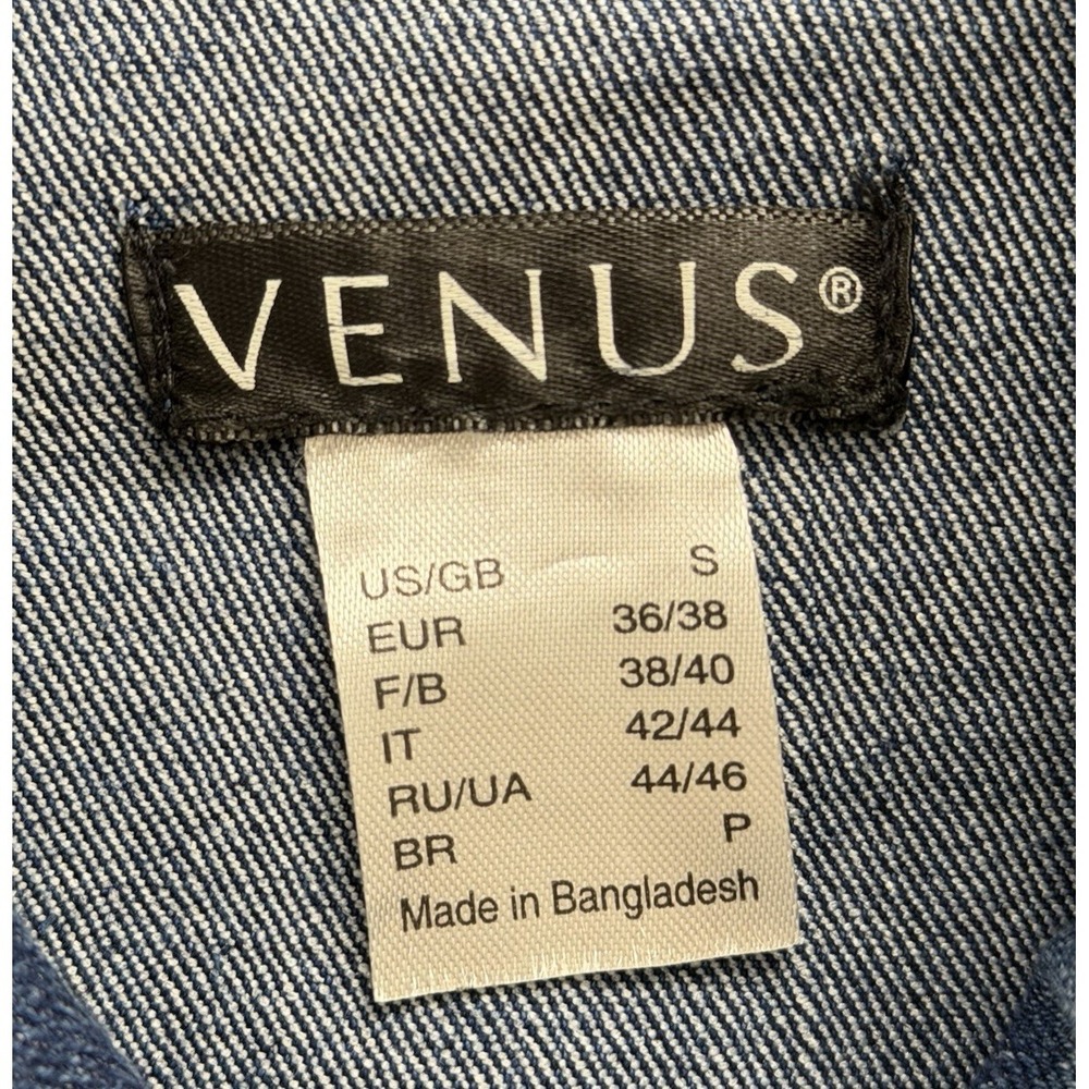 Venus Women's Size Small Blue Denim Jean Jacket Pockets Long Sleeve Button Close - Picture 5 of 7